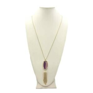 Kendra Scott Rayne Gold Long Pendant Necklace in Dichroic‎ Glass new!!